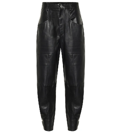 Shop Isabel Marant Xiamao High-rise Leather Pants In Black