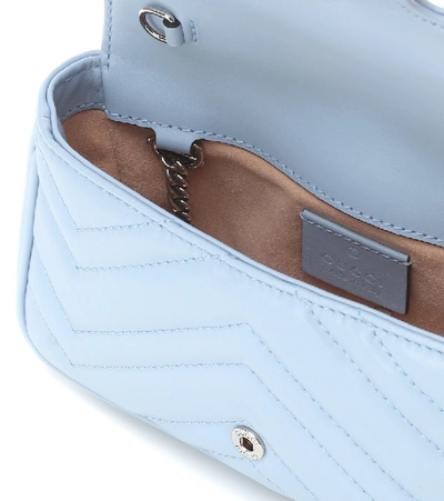 Shop Gucci Gg Marmont Super Mini Leather Shoulder Bag In Blue