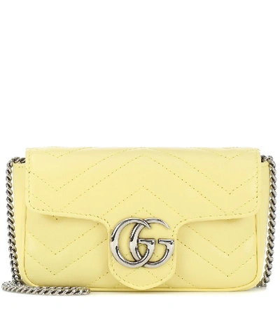 Shop Gucci Gg Marmont Super Mini Leather Shoulder Bag In Yellow