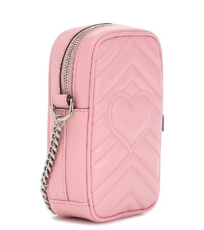 Shop Gucci Gg Marmont Mini Phone Pouch Bag In Pink