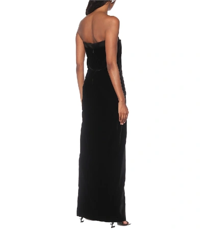Shop Saint Laurent Strapless Velvet Gown In Black