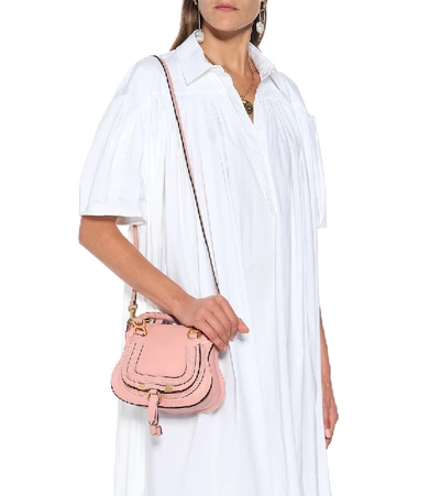 Shop Chloé Marcie Mini Leather Tote In Pink