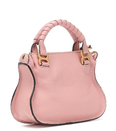 Shop Chloé Marcie Mini Leather Tote In Pink