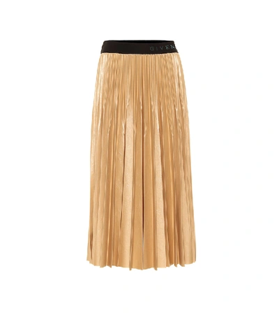 Shop Givenchy Pleated Lamé Midi Skirt In Gold