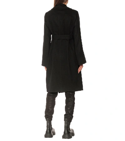 Shop Rick Owens Drella Cotton And Wool Trench Coat In Black
