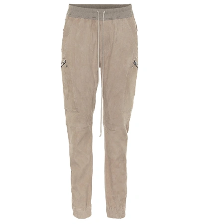 Shop Rick Owens Suede And Cotton-blend Sweatpants In Beige