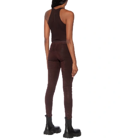Shop Rick Owens Suede And Cotton-blend Leggings In Red