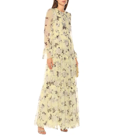 Shop Erdem Alvaro Floral Silk-voile Gown In Yellow