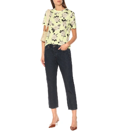 Shop Erdem Hettie Floral Cotton-jersey T-shirt In Yellow