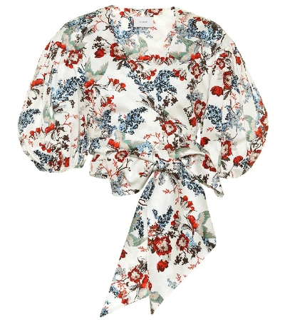 Shop Erdem Cylenne Floral Cotton-poplin Crop Top In Multicoloured