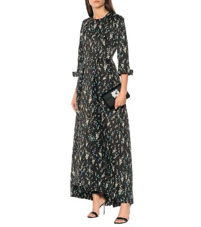 Shop Erdem Helenium Floral Mikado Gown In Black