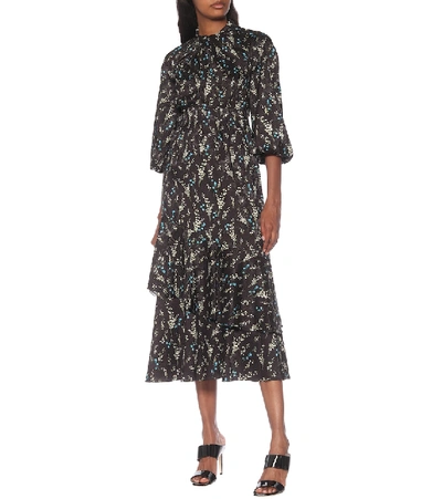 Shop Erdem Verona Floral Jacquard Midi Dress In Black