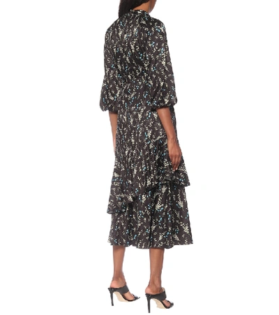 Shop Erdem Verona Floral Jacquard Midi Dress In Black