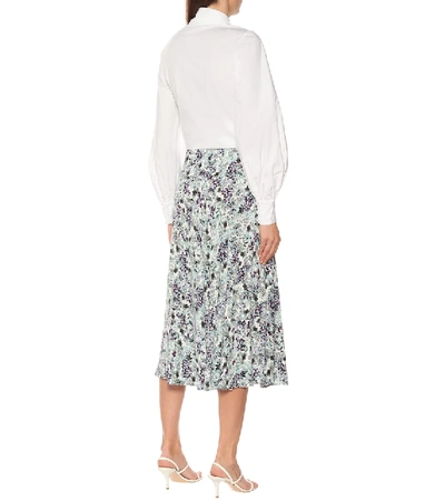 Shop Erdem Elvin Floral Jersey Midi Skirt In Blue