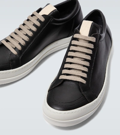Shop Rick Owens Low Sneaks Leather Sneakers In Black