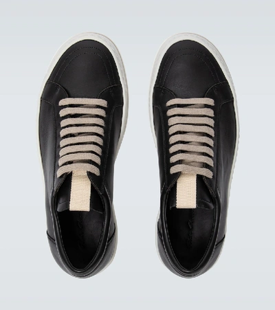 Shop Rick Owens Low Sneaks Leather Sneakers In Black