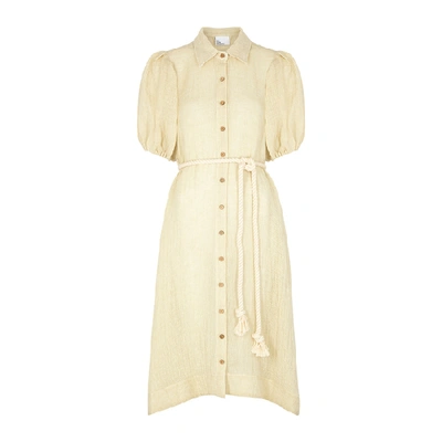 Shop Lisa Marie Fernandez Pouf Ecru Linen-blend Shirt Dress In Off White