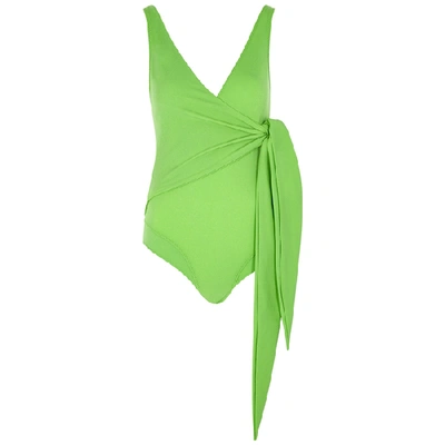 Shop Lisa Marie Fernandez Dree Louise Green Wrap Swimsuit