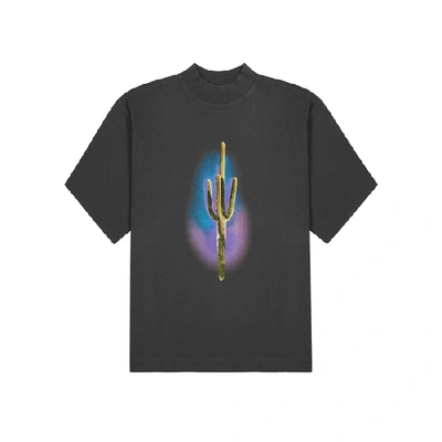 Shop Palm Angels Black Cactus-print T-shirt