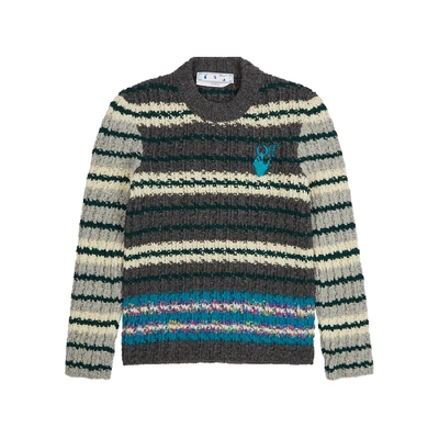 Shop Off-white Striped Wool-blend Jumper In Multicoloured