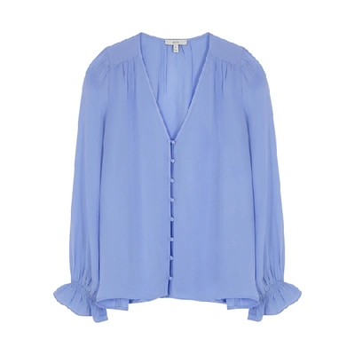 Shop Joie Bolona Periwinkle Silk Blouse In Light Blue