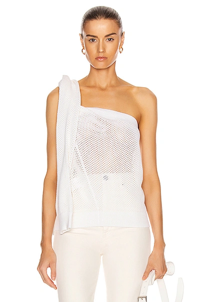 Shop Givenchy Twisted Mesh Collar Top In White