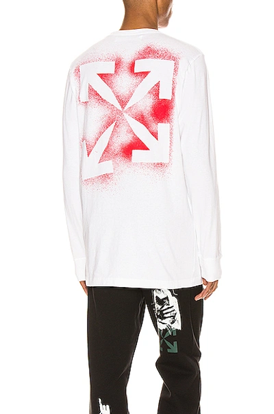 Shop Off-white Stencil Long Sleeve Tee In White & Red