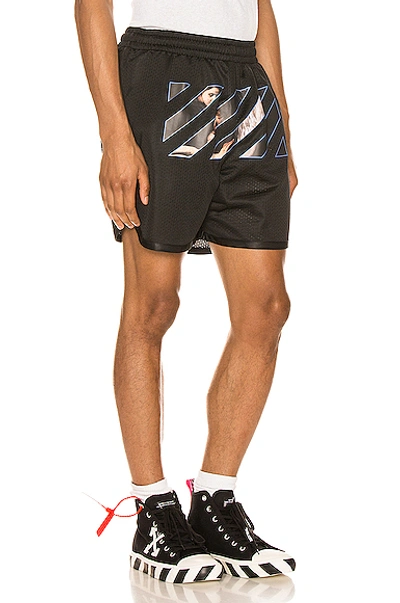 Shop Off-white Caravaggio Angel Mesh Shorts In Black & Black