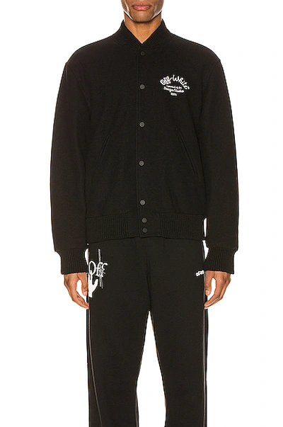 Shop Off-white Arrow Varsity Jacket In Black & White