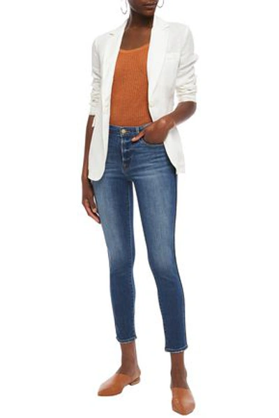 Shop Frame Le High Skinny Faded High-rise Skinny Jeans In Mid Denim