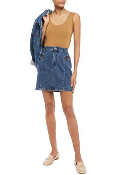 Shop J Brand Lillian Faded Denim Mini Skirt In Mid Denim