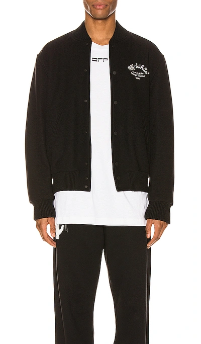 Shop Off-white Arrow Varsity Jacket In Black & White