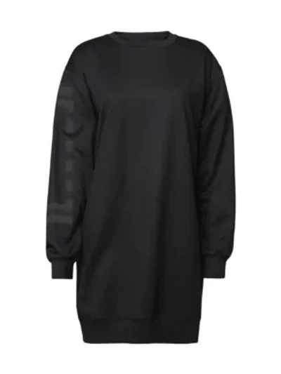Shop Wolford Logo Sweatshirt Dress In Black Steel