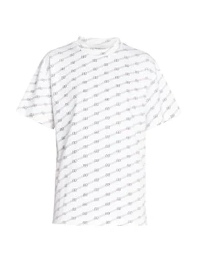 Shop Balenciaga Allover Logo T-shirt In White Black