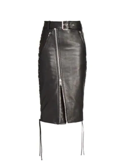 Shop Balenciaga Biker Leather-front Skirt In Black