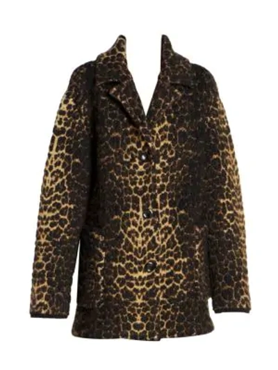 Shop Saint Laurent Leopard Wool Blend Jacket In Black Multi