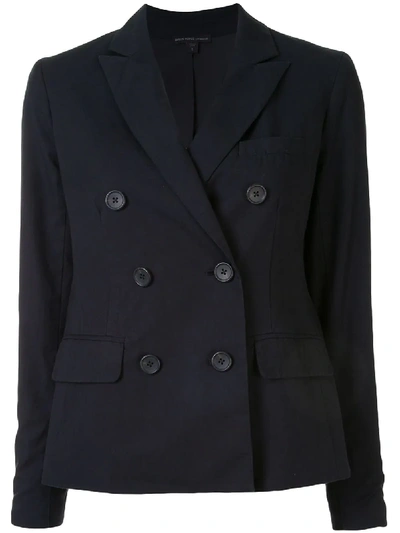 Shop James Perse Soft Double-breasted Blazer In Blue