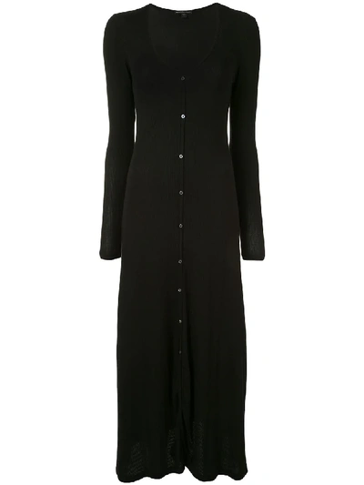 Shop James Perse Ribbed Knit Cardigan Dress In Black