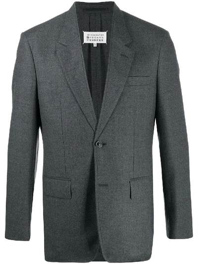 Shop Maison Margiela Long-sleeve Wool Blazer In Grey