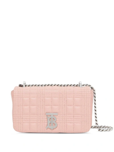 Shop Burberry Mini Quilted Lambskin Lola Bag In Pink