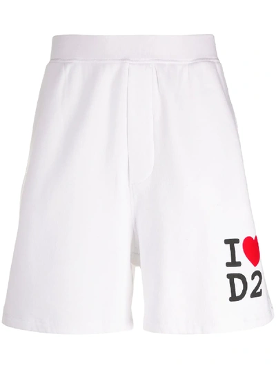 Shop Dsquared2 Love Logo Print Track Shorts In White