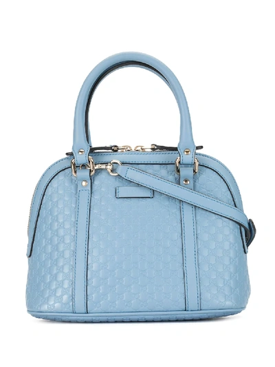 Pre-owned Gucci Gg Debossed Two-way Bag In Blue