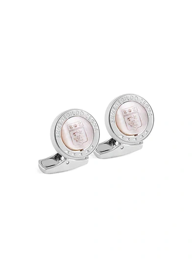 Shop Zegna Round Sterling Silver & White Mother-of-pearl Swivel Circle Cufflinks