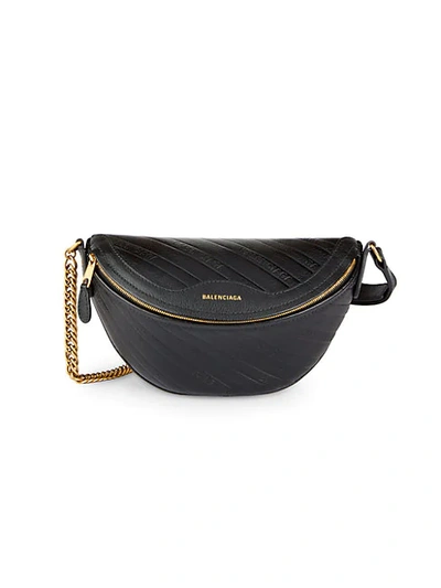 Shop Balenciaga Extra Extra-small Souvenir Quilted Leather Belt Bag In Black