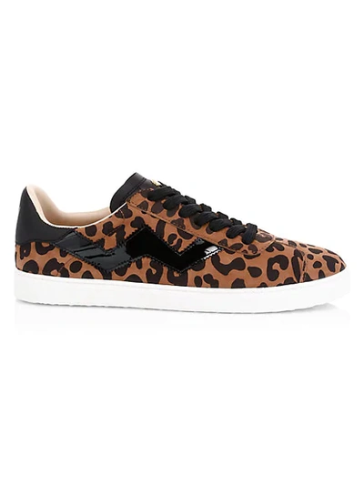 Shop Stuart Weitzman The Daryl Leopard-print Suede Sneakers In Brown Multi