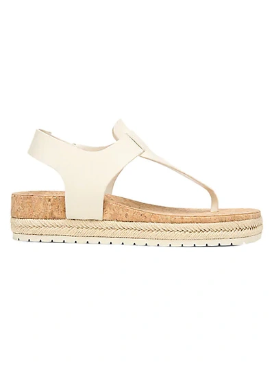 Shop Vince Flint-2 Leather Espadrille Thong Sandals In Flax