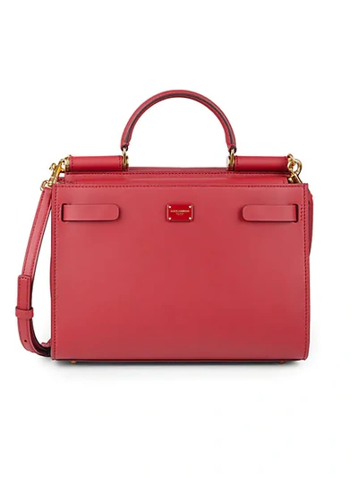 Shop Dolce & Gabbana Sicily Leather Top Handle Bag In Red