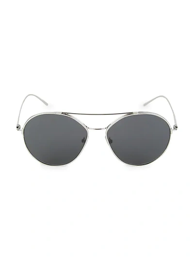 Shop Prada 55mm Rounded Aviator Sunglasses In Silver