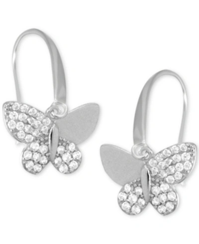 Shop Essentials Cubic Zirconia Butterfly Drop Earring In Silver Plate, Gold Plate Or Rose Gold Plate