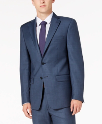 Shop Calvin Klein Men's Slim-fit Wool-blend Stretch Suit Jackets In Blue Neat